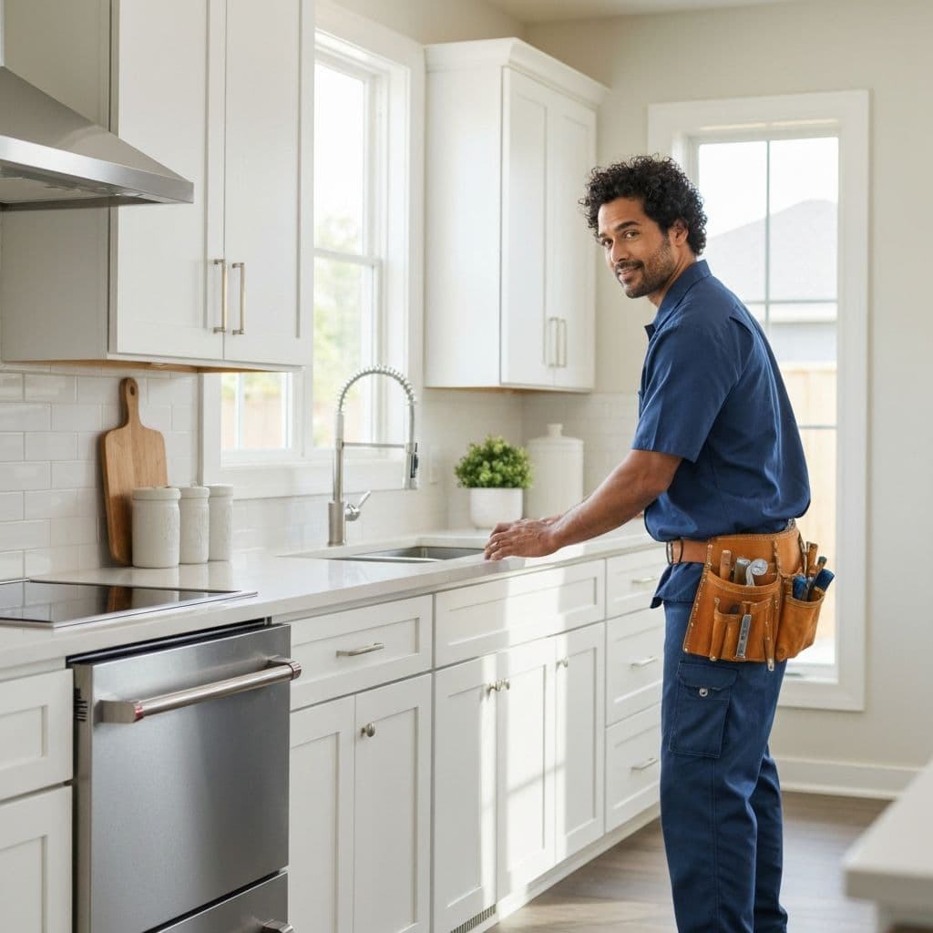 Professional plumber working in a West Palm Beach home